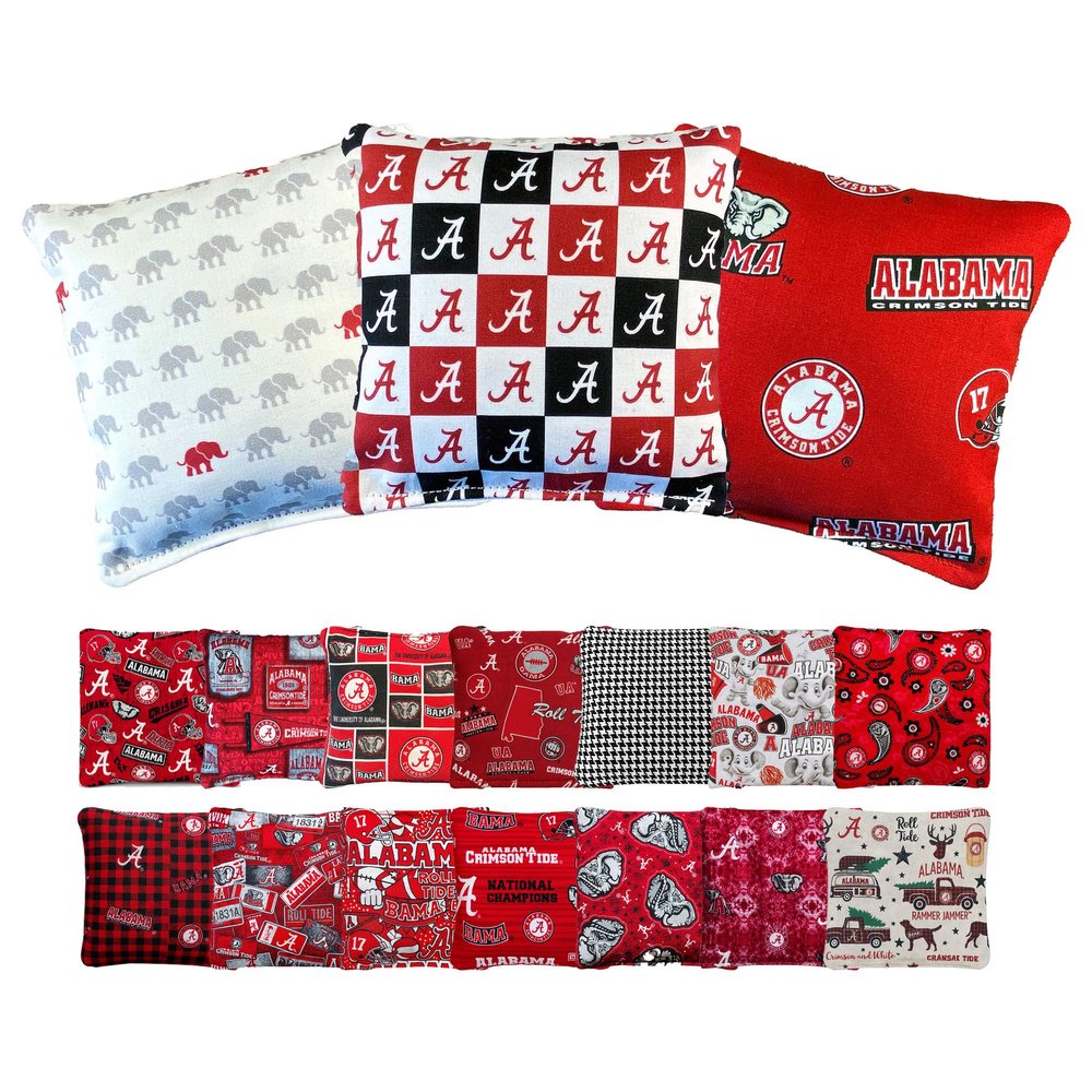 Alabama Cornhole Bags (4-Pack) - Premium Regulation Sets for Sports Fans & Tailgating Fun (Banners)