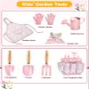 Seedypop Kids Gardening Tool Set Toys - 8 Pieces Quality Garden Kit for Toddlers & Kids with Shovels, Rake, Watering Can, Hat, Apron, Gloves & Storage Bag (Pink Flower) view 2