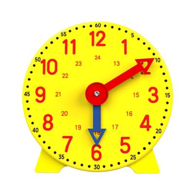 JCRBILW Analog Teaching Clock, 10cm with Geared Hands and Desk Stand, Time Learning Toy for Preschool and Elementary Kids