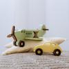 Busy Puzzle Colorful Wooden Airplane and Car Set  Solid Wood Push Toys for Toddlers, Spinning Propeller, Montessori Vehicle Toys, Gift-Ready Box view 2