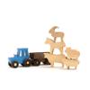 BUSY PUZZLE Wooden Tractor Toy with Trailer and Farm Animals, Natural Solid Wood Push Vehicle for Toddlers, Birthday Gift, Montessori Farm Play Set view 1