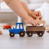BUSY PUZZLE Wooden Tractor Toy with Trailer and Farm Animals, Natural Solid Wood Push Vehicle for Toddlers, Birthday Gift, Montessori Farm Play Set view 2
