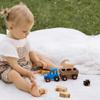 BUSY PUZZLE Wooden Tractor Toy with Trailer and Farm Animals, Natural Solid Wood Push Vehicle for Toddlers, Birthday Gift, Montessori Farm Play Set view 3