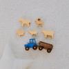BUSY PUZZLE Wooden Tractor Toy with Trailer and Farm Animals, Natural Solid Wood Push Vehicle for Toddlers, Birthday Gift, Montessori Farm Play Set view 4