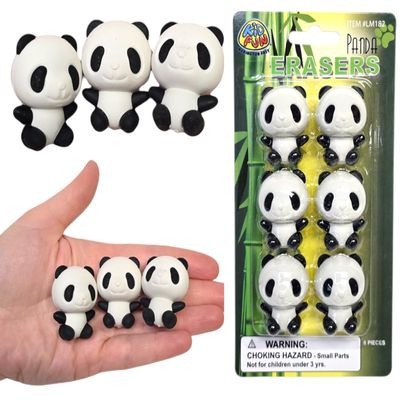 3D Panda Erasers (Pcs) 1.5" Black and White Giant Panda Bear Erasers (48)
