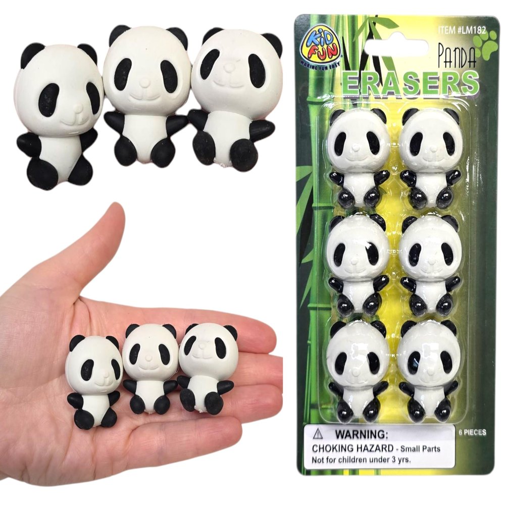 3D Panda Erasers (Pcs) 1.5" Black and White Giant Panda Bear Erasers (48)