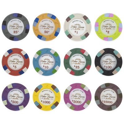 1000 Bulk Monaco Club Poker Room Design 13.5gm Clay Composite Poker Chips - Choose Chips!