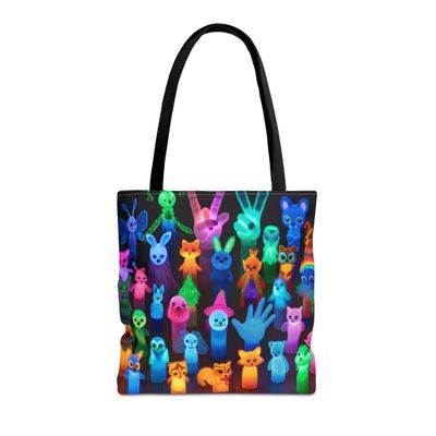 Premium Tote Bag with Reinforced Stitching - Glow Finger Puppets Theme