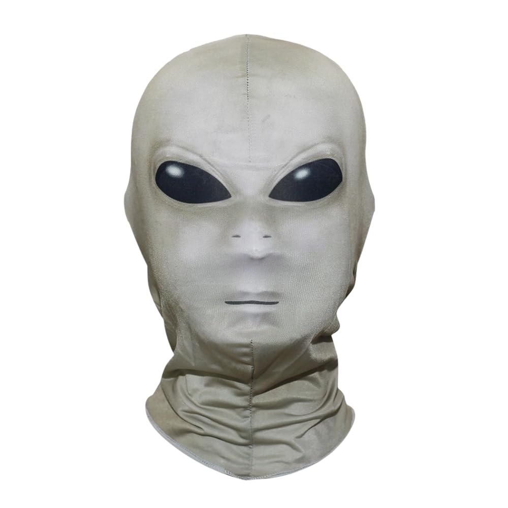 Funny Halloween Mask Hilarious 3D Full-Face Alien Mask with Mesh Eyes and Nose Cover for All (White)