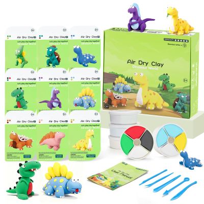 Air Dry Clay Kit, Modeling Clay for Kids, 9 Dinosaur Model Magic Clay with Sculpting Tools and Tutorials, Ultre Light Soft Clay Kit, Arts Craft Toy Gift, Christmas Birthday Party Favors for Boys Girls