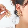 5.2 * 4.6cm Bohemian Alloy Hollow Flower Retro Earrings For Women,golden,5.2 * 4.6cm view 3