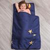 BESSLEE Luxury Padded Toddler Kid Nap Mat with Removable Pillow and Thick Comforter Blanket, Daycare Preschool Approved Silky Soft Warm Portable Sleeping Bag, 2-4 Years, Navy Stars Moons view 3