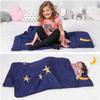 BESSLEE Luxury Padded Toddler Kid Nap Mat with Removable Pillow and Thick Comforter Blanket, Daycare Preschool Approved Silky Soft Warm Portable Sleeping Bag, 2-4 Years, Navy Stars Moons view 4