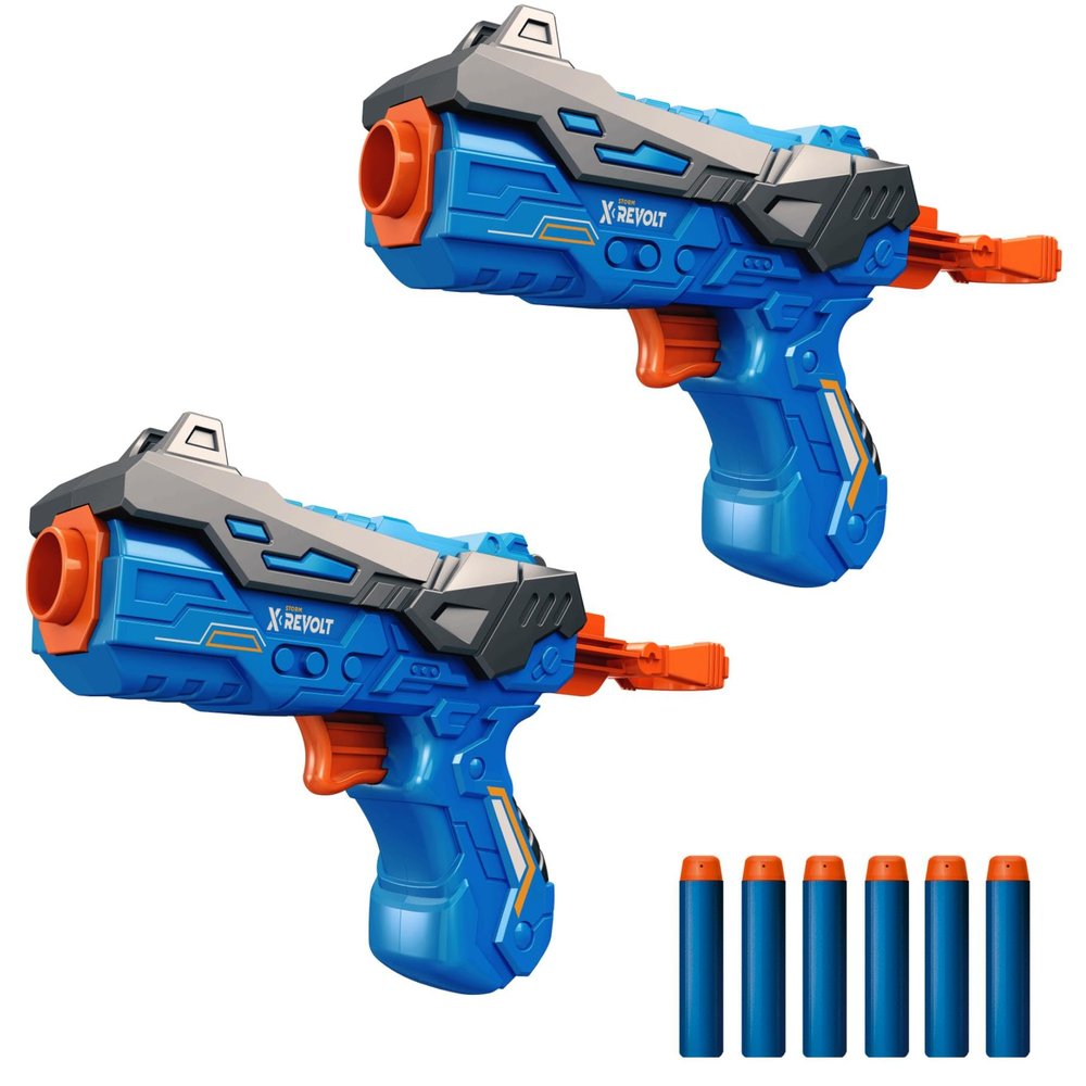 KOKEBUKA 2 Pack Foam Blaster Toy Guns for Kids - Small Handheld Blasting Set with 6 Soft EVA Darts - Easy Load & Fire Shooting Game for Boys Girls Age 6+, Backyard Party Favors & Gifts