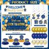 27pcs Welcome Back to Work Decorations Office Blue Gold Welcome Back to Work Banner Backdrop Balloons Table Centerpieces Hanging Swirls for Back to Work Office Anniversary Decorations Supplies view 4