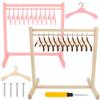 26 Pcs Wood Doll Garment Rack with Wooden Clothes Hanger Mini Wooden Girl Doll Clothes Hanger Organizer Storage Shelf for 18 Inch Girl Doll Clothes Baby Dollhouse (Color Set 2) view 1