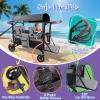 Wagon Stroller for 2 Kids, All-Terrain Stroller Wagon with Extra Long Extender, Aluminum Foldable Baby Wagon with Convertible Seats, Removable Canopy, Snack Tray, Adjustable Push/Pull Handle view 3
