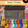 28 Pack 37.4 inch Inflatable Guitar with Strap Blow Up Guitars with 1 Red Air Pump Rock Star Toys for Kids Birthday Rock and Roll Party Photo Booth Props view 3