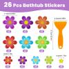 26 Pcs Non Slip Bathtub Stickers, Cute Daisy Shower Floor Non Slip Stickers for Safety Bathroom Tubs Shower Floor, Bright Adhesive Star Flowers Appliques with Premium Scraper view 2