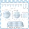 102 PCS Light Blue Gingham Party Supplies - Scalloped Plates, Napkins, Cups, Forks, Banner, Tablecloth for Baby Shower, Wedding, Birthday, Serves 25 view 2