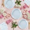 102 PCS Light Blue Gingham Party Supplies - Scalloped Plates, Napkins, Cups, Forks, Banner, Tablecloth for Baby Shower, Wedding, Birthday, Serves 25 view 3