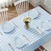 102 PCS Light Blue Gingham Party Supplies - Scalloped Plates, Napkins, Cups, Forks, Banner, Tablecloth for Baby Shower, Wedding, Birthday, Serves 25 view 4