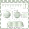 102 PCS Sage Green Gingham Party Supplies - Scalloped Plates, Napkins, Cups, Forks, Banner, Gingham Tablecloth for Baby Shower, Wedding, Birthday, Serves 25 view 2
