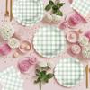 102 PCS Sage Green Gingham Party Supplies - Scalloped Plates, Napkins, Cups, Forks, Banner, Gingham Tablecloth for Baby Shower, Wedding, Birthday, Serves 25 view 3