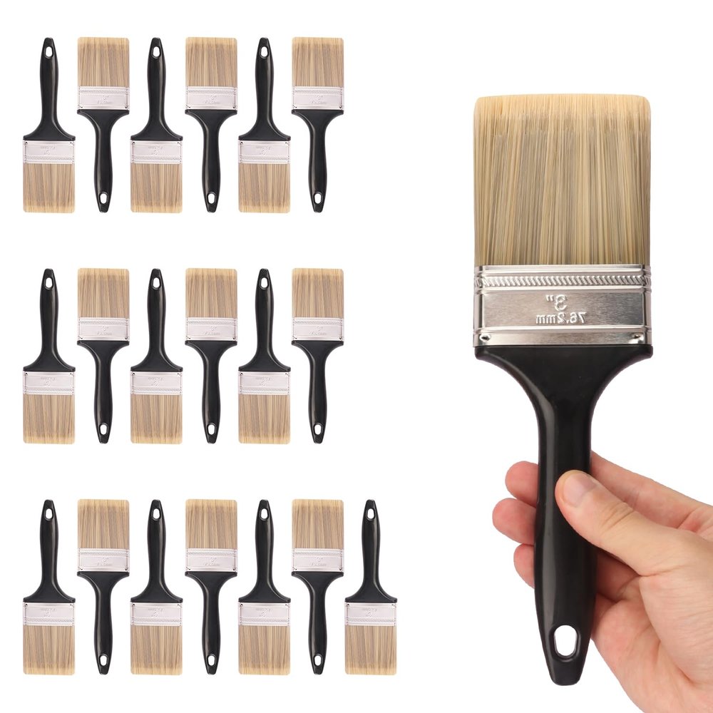 20 Pack 3 Inch Flat Paint Brushes, A Professional Range of Wall Paint Brushes for Your Home or DIY Paint,Furniture,Deck,and Wall Trim KUKLIPJIM