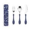 Deep Sea Navy Paisley Portable And Lightweight Gourd Handle Knife Fork Spoon Three Piece Set view 1