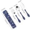 Deep Sea Navy Paisley Portable And Lightweight Gourd Handle Knife Fork Spoon Three Piece Set view 2