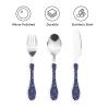 Deep Sea Navy Paisley Portable And Lightweight Gourd Handle Knife Fork Spoon Three Piece Set view 3