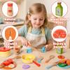 Wooden Play Kitchen Accessories Cooking Set, Kids Pots and Pans Playset with Storage Stove, Pretend Play Wooden Kitchen Toys for Toddlers, Gifts for 3 4 5 Years Old Girls Boys view 2