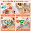 Wooden Play Kitchen Accessories Cooking Set, Kids Pots and Pans Playset with Storage Stove, Pretend Play Wooden Kitchen Toys for Toddlers, Gifts for 3 4 5 Years Old Girls Boys view 4