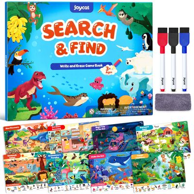 JoyCat Search and Find Activity Books, Animal Preschool Learning Activities for Toddlers & Kids, Travel Toys for Road Trip Car and Airplane, Busy Toy, Educational Game Gifts for Boys Girls Ages 3-5