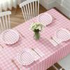 102 PCS Pink Gingham Party Supplies - Scalloped Plates, Napkins, Cups, Forks, Banner, Gingham Tablecloth for Baby Shower, Birthday, Pink Party Decorations, Serves 25 view 4