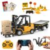 VWAHNANA 1/64 RC Forklift Toy, 3 in 1 Mini Forklift Remote Control & App Remote Control Forklift with Trailer & Fork & Hook, 10CH Alloy RC Construction Vehicles, Desktop Toy for Adults Kids Boys Gift view 1
