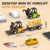 VWAHNANA 1/64 RC Forklift Toy, 3 in 1 Mini Forklift Remote Control & App Remote Control Forklift with Trailer & Fork & Hook, 10CH Alloy RC Construction Vehicles, Desktop Toy for Adults Kids Boys Gift view 2