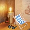 6.69 Inch Doll Accessories Set, Wooden Mini Folding Beach Chair Plastic Miniature Sunglasses for Doll Decorations Dollhouse Furniture(Blue) view 4