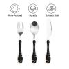 Afrocentric Mud Cloth Print Portable And Lightweight Gourd Handle Knife Fork Spoon Three Piece Set view 3