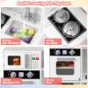 Costzon Kids Kitchen Playset, Wooden Toddler Play Set w/Real Lights & Sounds, Sink, Faucet, Water Dispenser, Microwave, Oven, Washing Machine, Little Chef Pretend Play Kitchen for Kids Ages 3+(White) view 2