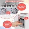 Costzon Kids Kitchen Playset, Wooden Toddler Play Set w/Real Lights & Sounds, Sink, Faucet, Water Dispenser, Microwave, Oven, Washing Machine, Little Chef Pretend Play Kitchen for Kids Ages 3+(White) view 3