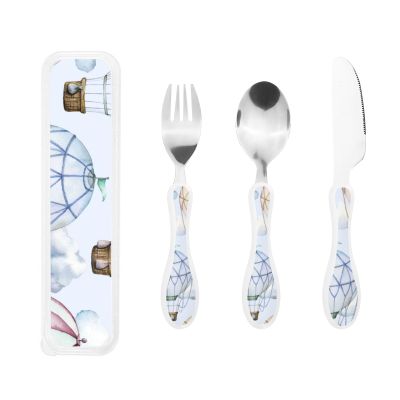 Hot Air Balloons And Clouds Portable And Lightweight Gourd Handle Knife Fork Spoon Three Piece Set