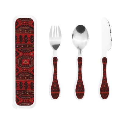 Antique Oriental Portable And Lightweight Gourd Handle Knife Fork Spoon Three Piece Set