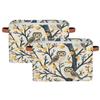 Aglebo Twig Owl Flower Storage Basket Foldable Storage Bins Fabric Organizer Basket with Handles Rectangle Closet Basket for Shelves Laundry Nursery Bedroom Basket, 15 x 11 x 9.5 in 2 Pack view 1