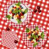 102 PCS Red Gingham Party Supplies - Christmas Scalloped Plates, Napkins, Cups, Forks, Banner, Gingham Tablecloth for Baby Shower, Birthday, Picnic Party Decorations, Serves 25 view 3
