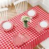 102 PCS Red Gingham Party Supplies - Christmas Scalloped Plates, Napkins, Cups, Forks, Banner, Gingham Tablecloth for Baby Shower, Birthday, Picnic Party Decorations, Serves 25 view 4