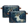 Aglebo Night Deep Woods Deer Storage Basket Foldable Storage Bins Fabric Organizer Basket with Handles Rectangle Closet Basket for Shelves Laundry Nursery Bedroom Basket, 15 x 11 x 9.5 in 1 Pack view 1