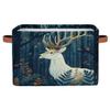 Aglebo Night Deep Woods Deer Storage Basket Foldable Storage Bins Fabric Organizer Basket with Handles Rectangle Closet Basket for Shelves Laundry Nursery Bedroom Basket, 15 x 11 x 9.5 in 1 Pack view 2