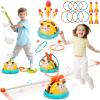 Birebebys Outdoor Toys for Kids 4-8, 4-in-1 Musical Jump Toy, Toss Ring & Baseball Game, Indside Outside Active Play Sports Toy for Toddlers Ages 3-5, for Boys Girls 3 4 5 6 7 8 view 1